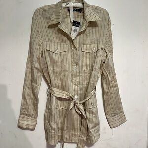 NWT!! Lauren Ralph Lauren button down linen/silk/cotton blouse